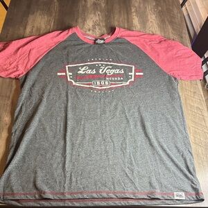 Las Vegas Graphic Raglan Tee - Red and Gray